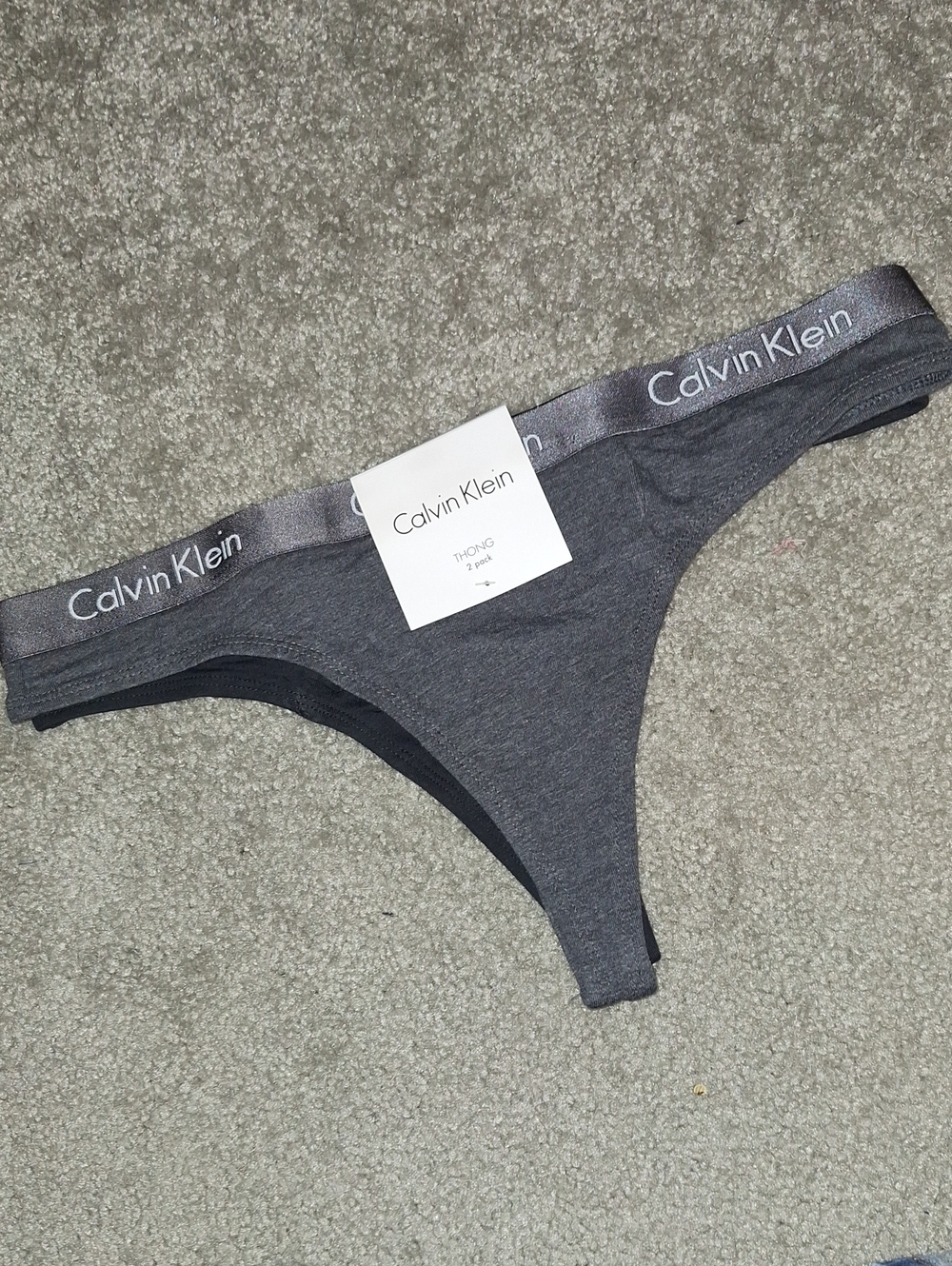 Calvin Klein Cotton Stretch Thong - Gray